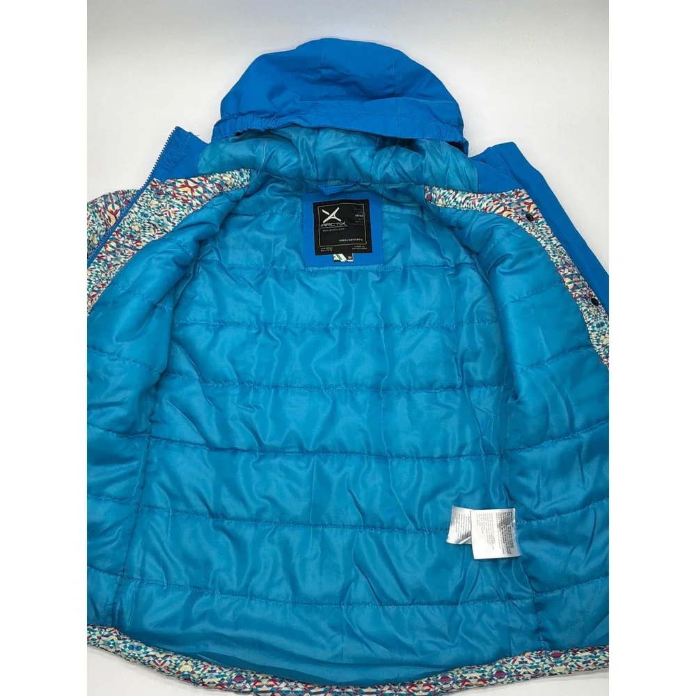 Arctix Kids Blue Geometric Insulated Snow‎ Jacket Hooded Winter Coat 84917